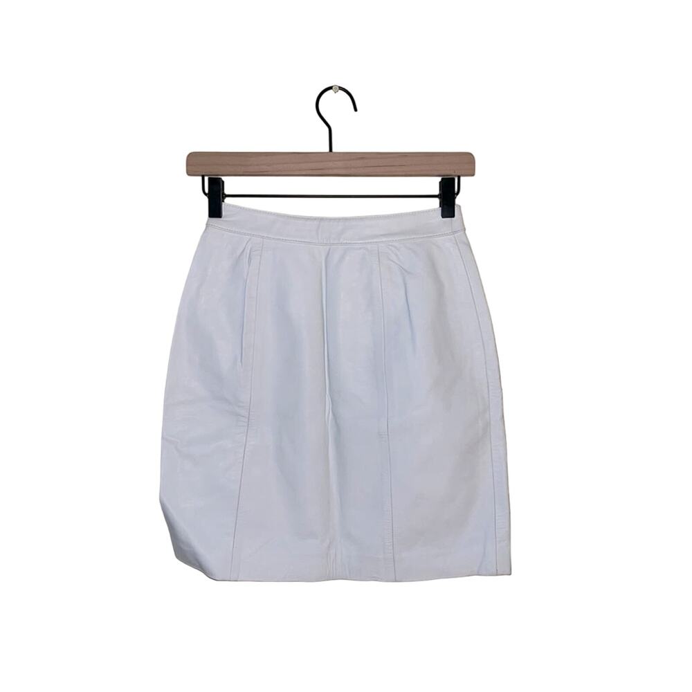VNTG BYRNES & BAKER white leather mini skirt 6